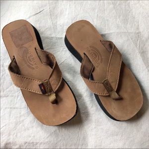 Rainbow Brand Square Toes Leather platform sandals